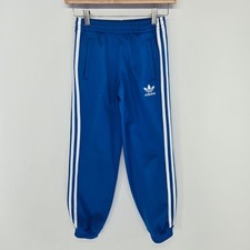 Adidas Track Pants Kids 9-10Y Blue 3-Stripe Trefoil Joggers Sweatpants Boys Girl