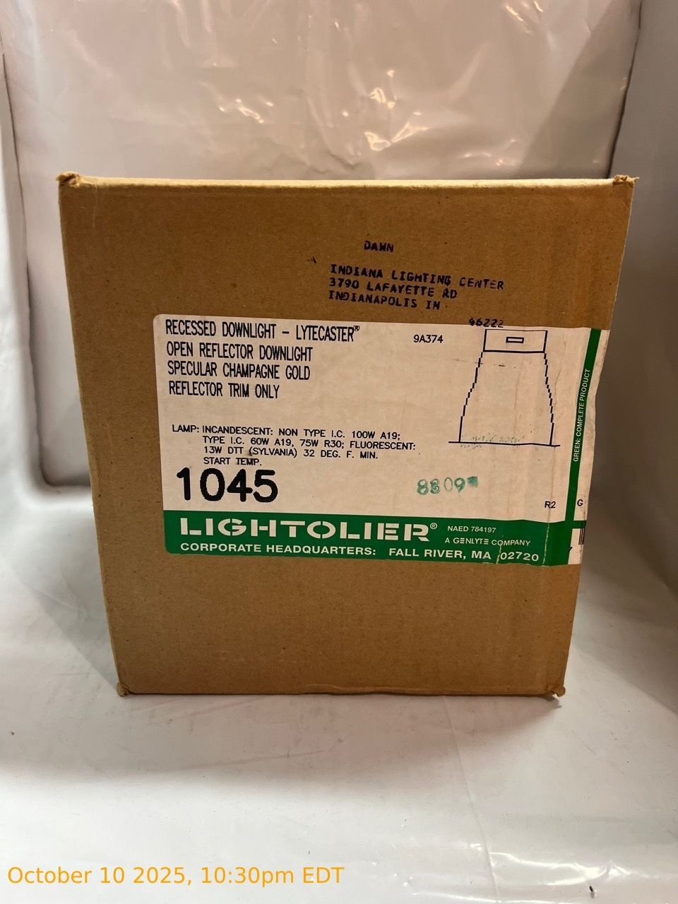 NEW Lightolier 1045 Lytecaster Open Reflector Downlight Specular Champagne Gold