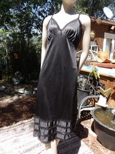 VTG SEARS WOMEN'S BLACK ANTI-CLING ANTRON NYLON FULL SLIP 40