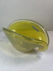 Vtg Murano Cenedese Glass Label  Yellow Shell Vase Bowl Art Glass MCM