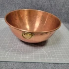 Vintage Copper Mixing Bowl 10 Inch Brass Ring Handle French Style Kitchen Decor
