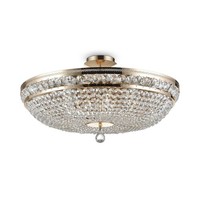 Deckenleuchte Deckenlampe Kristall Ø 65 Cm Rund In Gold Antik 12X E14 Wohnzimmer