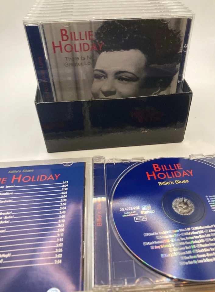 Billie Holiday Portrait edición dorada de 24 quilates juego de caja de 10 CD con libro - RARO Foto 3 de 4