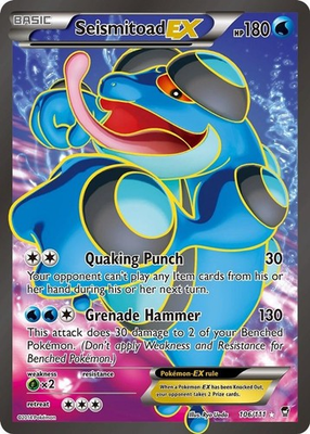 #ad Seismitoad EX 106 111 Pokemon Furious Fists XY Full Art Ultra Rare Card LP C $14.25