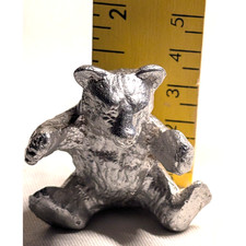 Vintage Sitting Bear Cub Pewter 1.5" Figurine Unbranded Collectible Figure