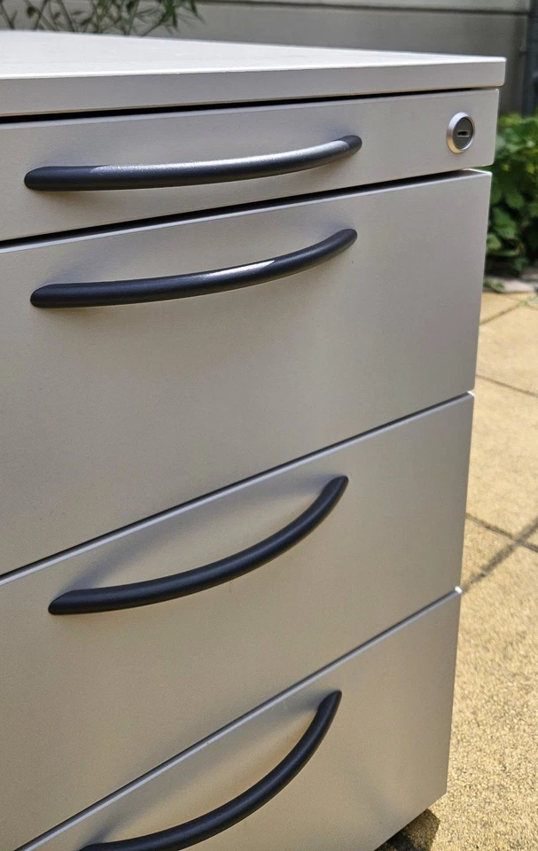 Roll Container Steelcase, Holz, lichtgrau, 4 Schübe, TOP-ZUSTAND