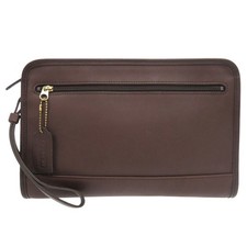 Coach 9833 Leather Dark Brown Clutch Bag Wristlet Zip Vintage Made in USA