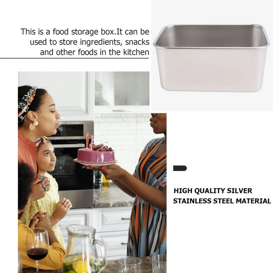 2 stücke Edelstahl Backen Kuchen Box Lebensmittel Container Kuchen Made Box - Bild 3 von 4