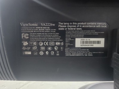 ViewSonic VA2226W 22'' Widescreen LCD Monitor DVI VGA 1680x1050 Tiltable