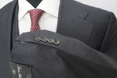 Sartoria Attolini ジャケット 46 Sartoria Attolini Solid Gray S100s Wool 2 Pc Suit Jacket Pants Sz