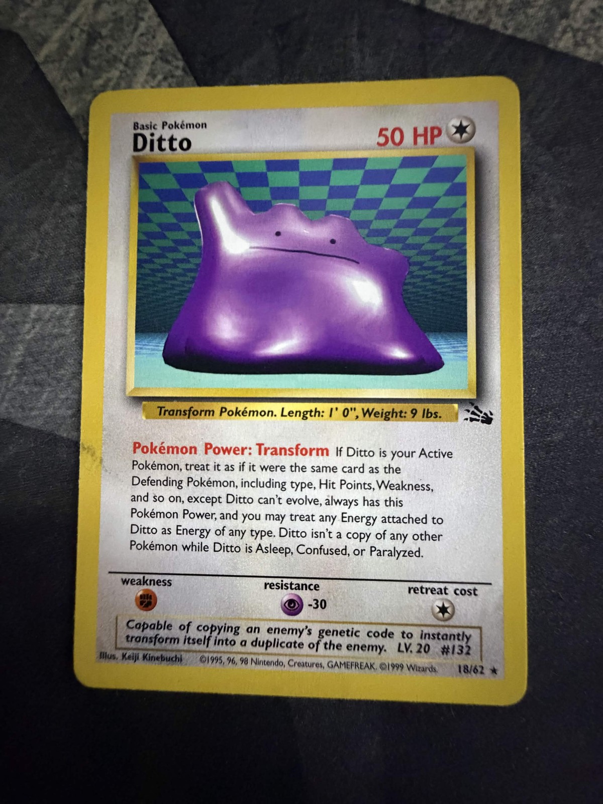 Ditto 18/62 Rare Fossil Pokemon Unlimited Lightly Played