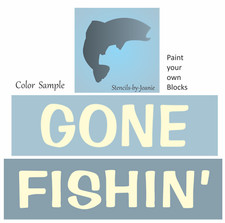 3 pc Stencil Gone Fishing Bass Lake Cabin Sport Fish DIY Craft Signs Free Ship