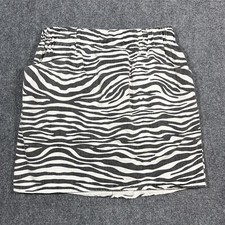NEW Entro Skirt Womens Size Large Zebra Striped Pockets Partial Elastic Waist