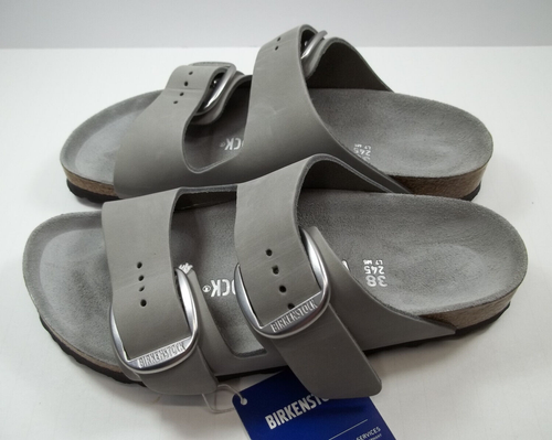 Birkenstock ARIZONA BIG BUCKLE Dove GRAY Nubuck Leather 38 NAR 7-7.5 Silver Grey - Picture 3 of 21