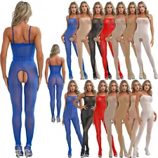 Women's Jumpsuits Glossy See Through Sleeveless Body-stocking Lingerie Nightwear