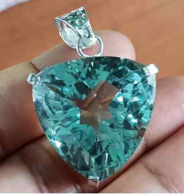 Brazilian Certified Natural Trillion 70 Ct+ Green Topaz Pendant Loose Gemstone