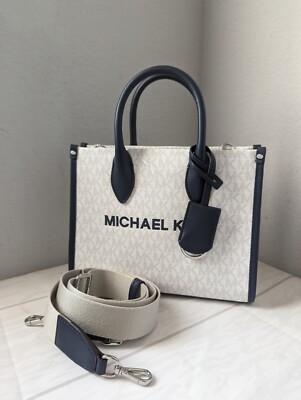 NWT Michael Kors Mirella Small Logo Crossbody Bag Navy/Optic White Multi 