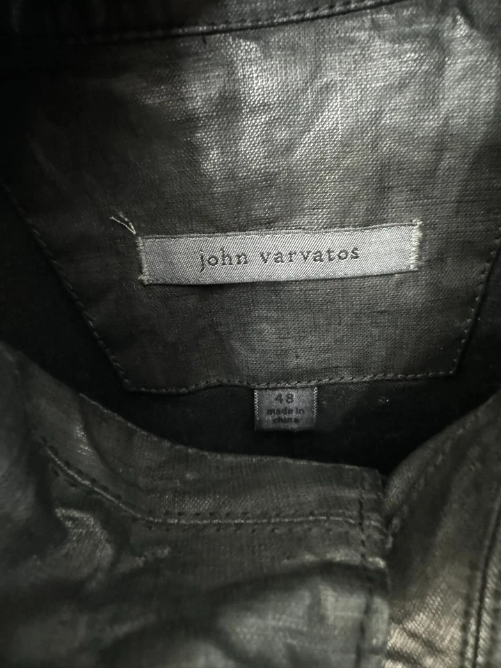 JOHN VARVATOS Waxed Coated Linen Shirt Jacket (sz. 48) - Image 3 of 4