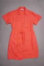 ATHLETA Playa Linen Short Sleeve Wrap Dress Women Size 8 Coral Pockets 798394