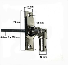 Kurbel Gelenklager Kurbelstange Rolladen Gelenk 17x73 4-Kant 6 mm Zapfe 12 GE