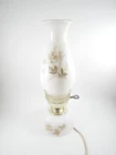 Vintage Milk Glass Table Lamp Hand painted - Works - 13 in tall