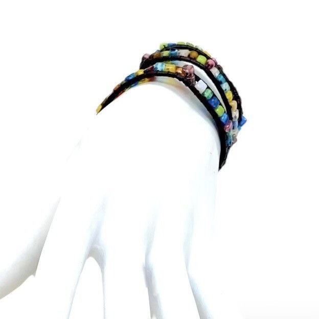 Wrap Bracelet Java Beaded Recycled Sea Glass Bead… - image 13