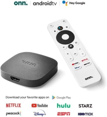onn. Android TV UHD Streaming Box - Black