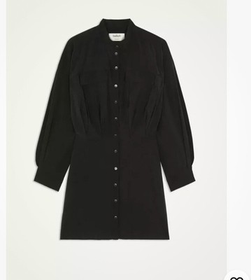 NWOT Ba&sh Black Snap Front Crew Mini Shirt Dress Size Small $295