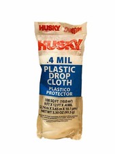 Husky Plastic Drop Cloth Sheeting 9' X 12' 0.4 MIL - 108 Sq Ft Painting