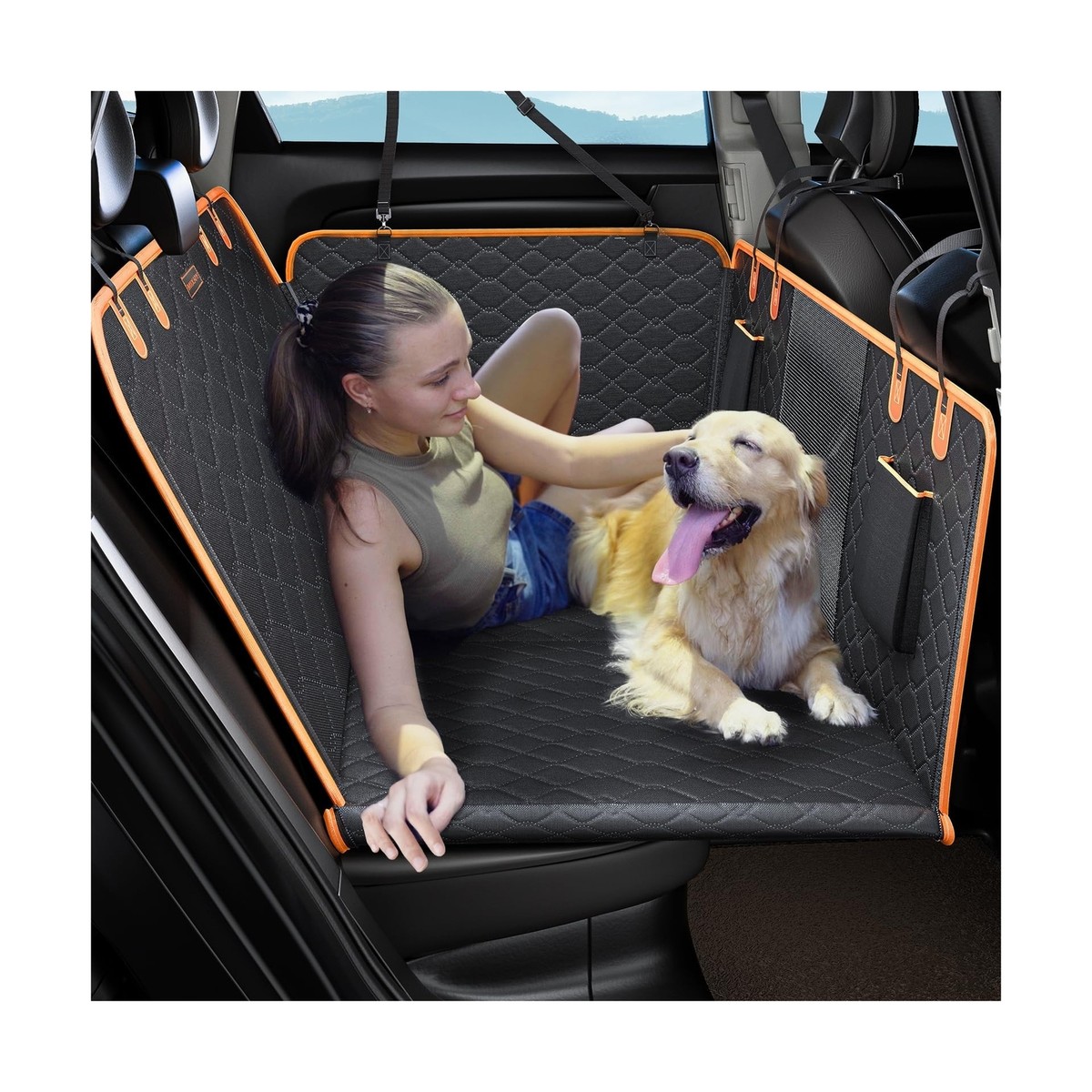 MIXJOY Back Seat Extender for Dogs, Hard Bottom Dog Car Seat Cover