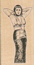 Lady Posing 1 1/2 x 2 3/4" Rubber Stamp, Woman Stamp, Lady Stamp
