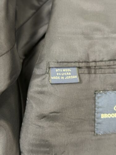 Brooks Brothers 346 Men’s Suit 44R 40X28 Dark Gray Blue Plaid Wool Vintage $985 - Picture 11 of 13