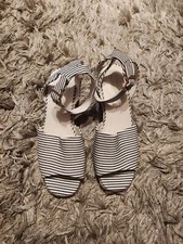 Marks And Spencer Ladies Navy Mix Wedge Shoes, Size 6.5(40) Wide