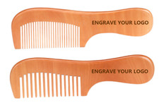 Customize Logo-Peach Wood Comb Wide/Fine Tooth Beard Care Comb With handle Brush