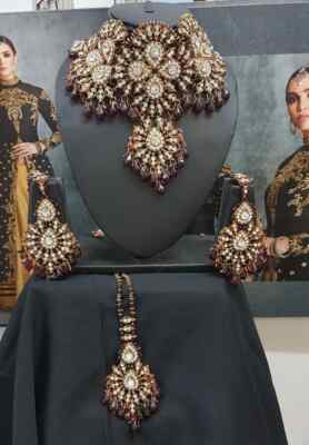 Großes Chocker Set Indianer Gold Lila Schmuck Damen Geschenkset