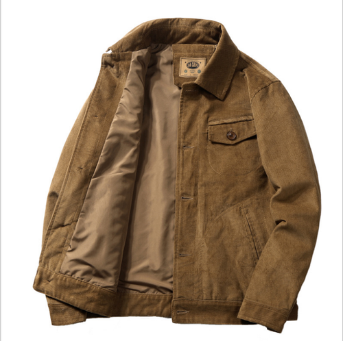 Mens Corduroy Jacket Retro Long Sleeves 