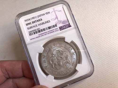 M34 (1901) Japan YEN NGC UNC Details