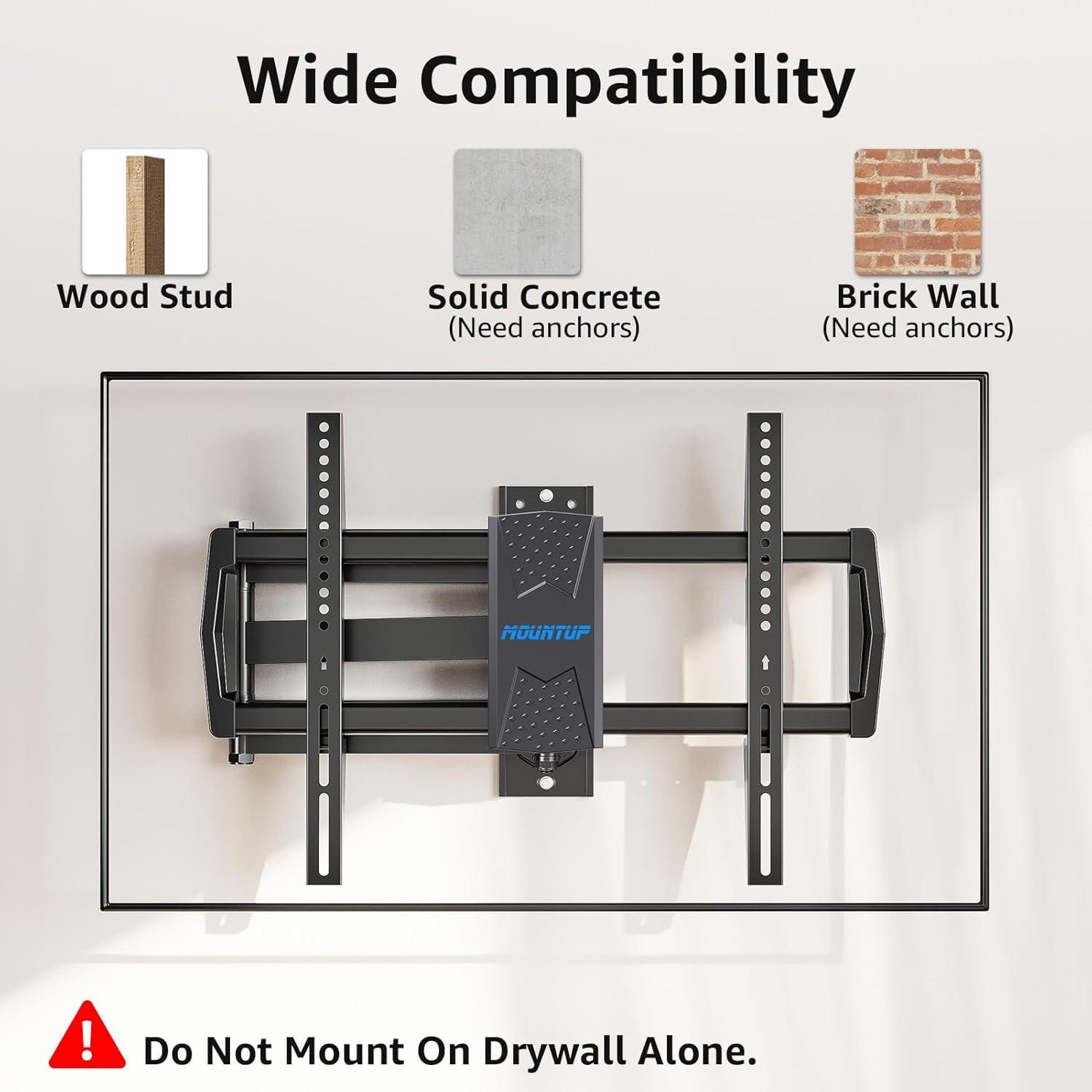 Long Arm Corner TV Mount for 42-75 Inch TVs, Full Motion, Max 99 lbs