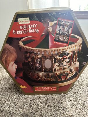 Vtg Mr. Christmas Carousel Animated Musical Holiday Merry-Go-Round DOESNT SPIN