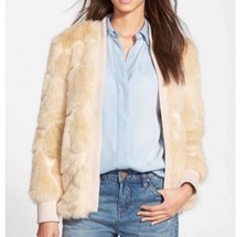 Leith Faux Fur Winter Jacket Coat Beige Cream Size Xs/s Mob Wives