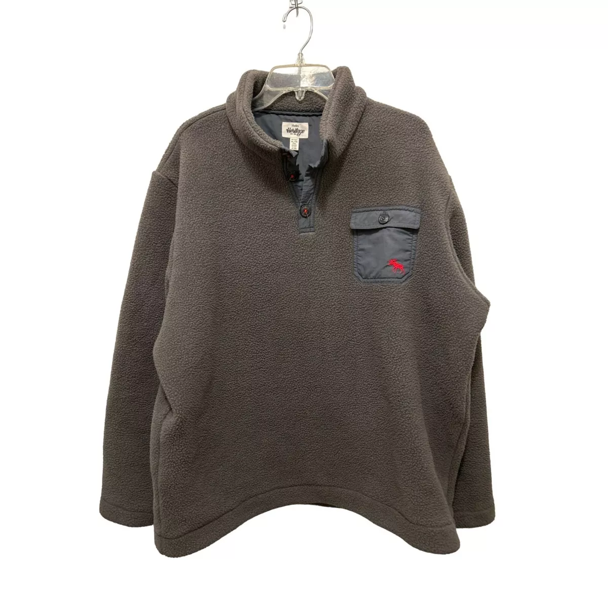 Hatley Heritage Gray 1 4 zip Fleece Fuzzy Teddy Jacket Size XLarge
