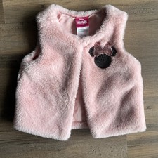 Disney Junior Minnie Toddler Vest Faux Fur Pink Sequin Minnie 18 Months