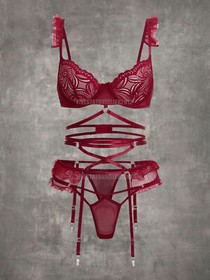 Sexy Lingerie Lace Dress Underwear w/Garter Belt Babydoll Nightwear Sleepwear US