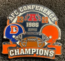 Denver Broncos vs Browns  1986 AFC Conference Champions Commemorative  Pin