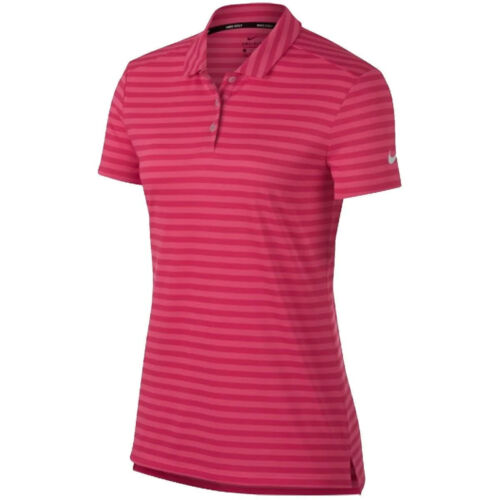 Nike Dry Women's Striped Golf Polo Dri-FIT Shirt Rush Pink, XL NWT - Picture 1 of 6