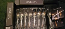 8 Pc Oneida AMERICAN HARMONY Set 4 Dinner Forks 4 Spoons Unused Boxes Flatware