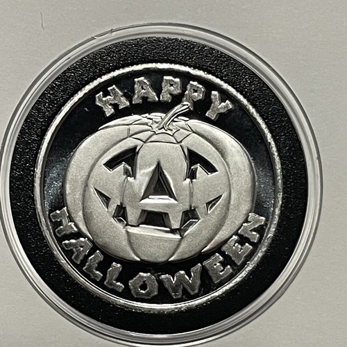 Moneta Happy Halloween Jack-O'-Lantern 1 troy oz 0,999 medaglie rotonde argento 999 - Foto 11 di 16