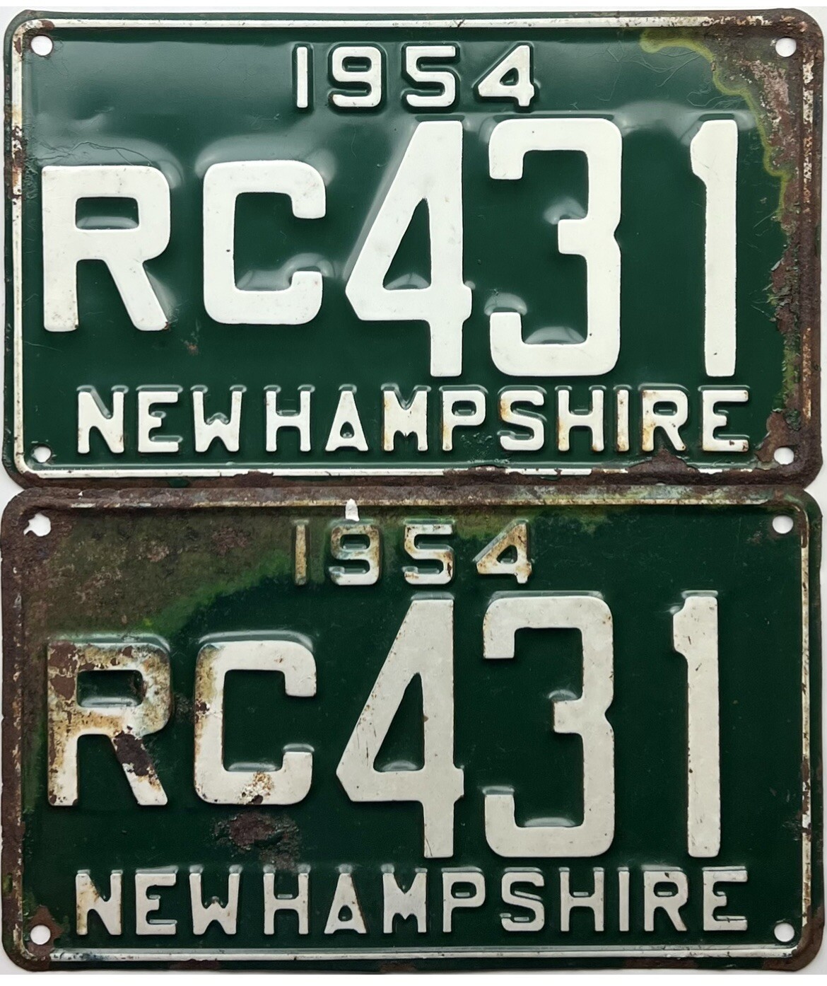 1954 New Hampshire License Plate PAIR Rockingham County 431 eBay