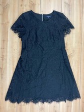 Madewell Black Floral Lace Overlay Dress Women's 2 Short Sleeve Cocktail Party
