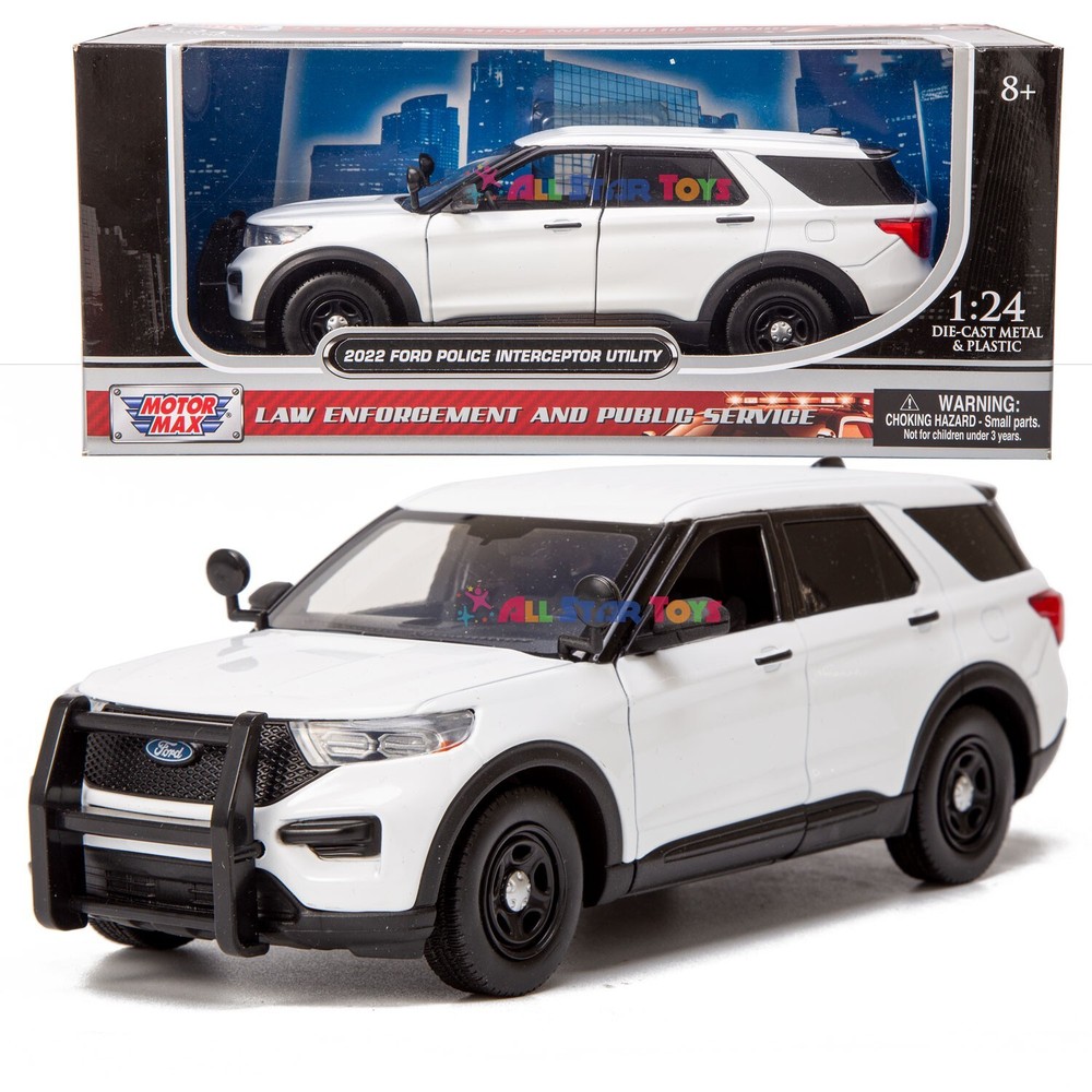 2022 Ford Explorer Police Diecast 1:24 Motormax Unmarked Sleek Top WHITE 76990